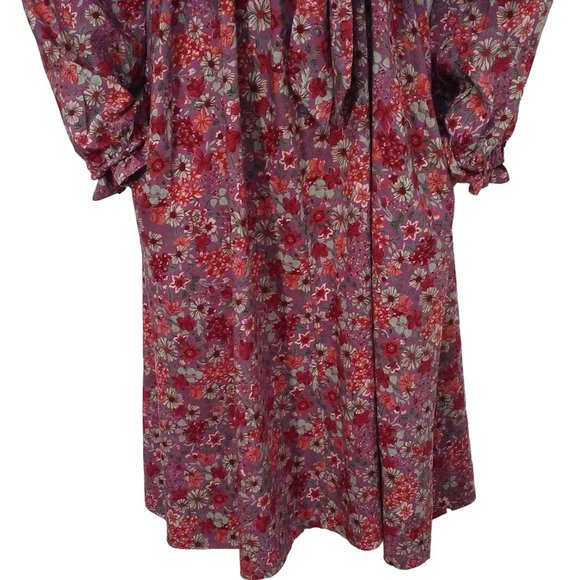 Vintage 80s Neil's Apparel Floral Shift Dress L(12) Pockets Ruffles Bow Belt - Picture 8 of 11
